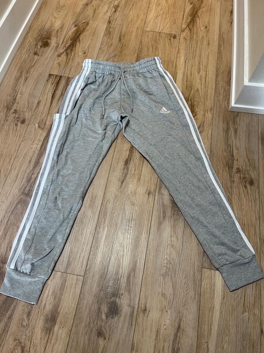adidas Gray Jogger Sweatpants with White Side Stripes